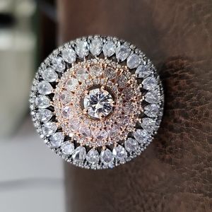 Halo Gorgeous Black Rose Gold Finished Sparkly Simulated diamond ring